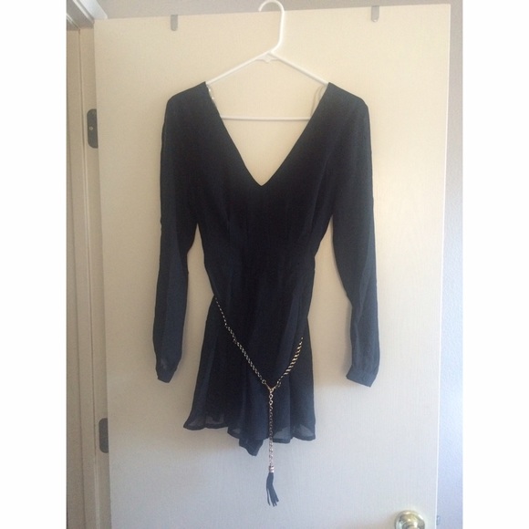 Black romper with belt