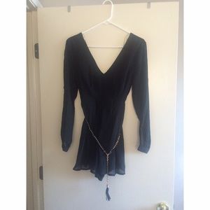 Black romper with belt