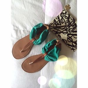 Teal and Brow Sandals