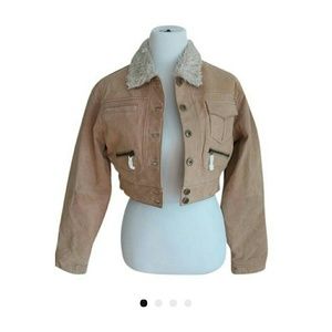 Leather bomber  crop jacket size medium