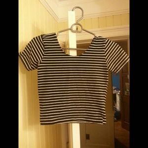 American Apparel B&W Striped Crop Top