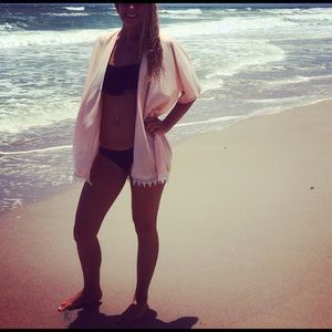 Light Pink Lace Trimmed Kimono