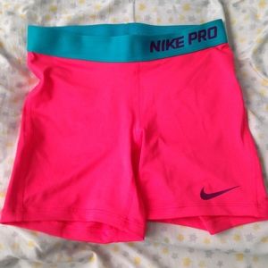 Bright Pink & Blue Nike Pro Shorts