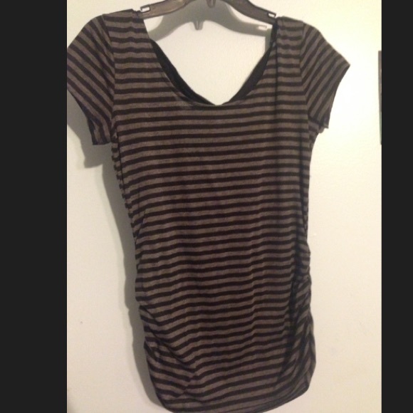 Black and grey striped top, cross cross @ top back