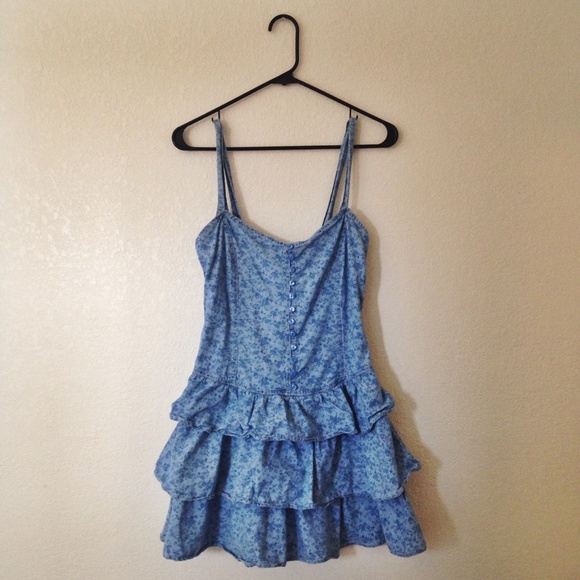 Oysho denim floral patterned dress