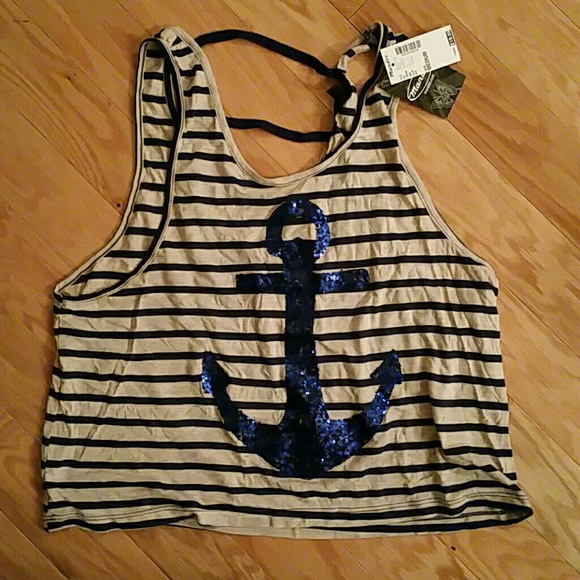 NWT  navy blue and gray anchor tank top