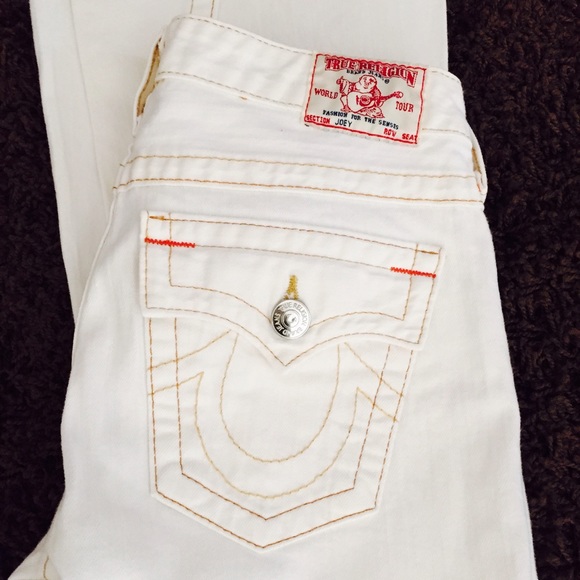 Authentic white wide leg  True Religion jeans