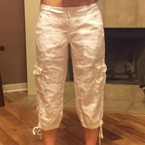 Banana Republic Linen Cargo Capri Pants Size 2