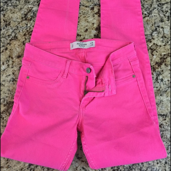 Abercrombie & Fitch pink skinny jeans