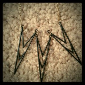 Black triangle necklace w/ gold chain