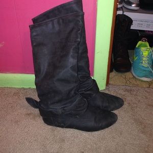 grey knee high boots