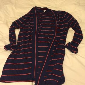 J crew striped boyfriend cardigan