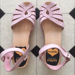 Swedish Hasbeens peep toe clogs