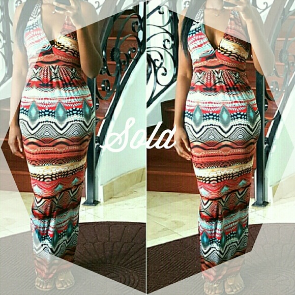 Dresses & Skirts - SOLD | Tribal Low Front Halter Maxi Dress
