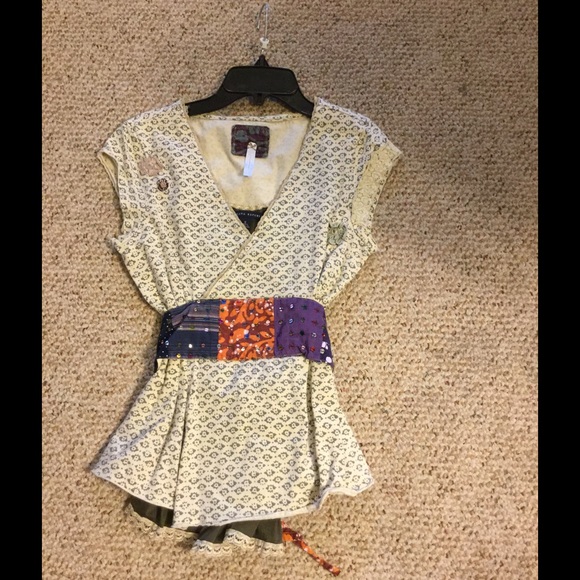 Vintage wrap shirt with connecting tank.