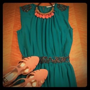 Zara Teal Beaded Accent Dress