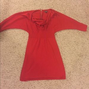 Red Express cowl neck 3/4 sleeved dress