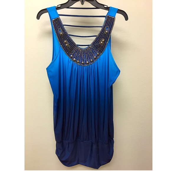 Long Blue Ombré Silky Top