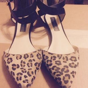 Leopard Print Ankle Strap Flats