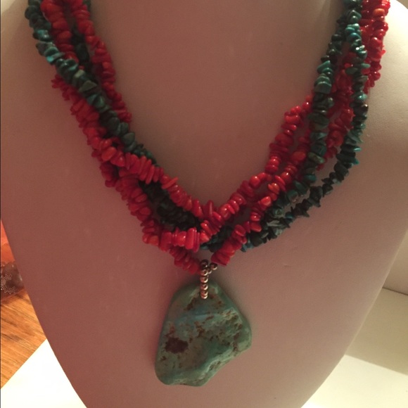 Jewelry - Turquoise and coral necklace