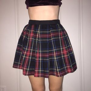 Plaid Pleated Skater Skirt