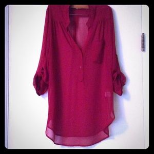 Pleione sheer red tunic