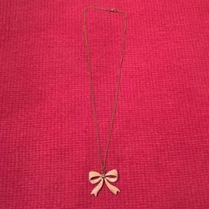 Pink diamond bow necklace