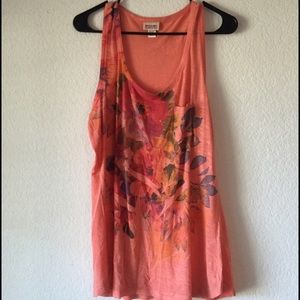 Coral floral tank top