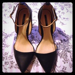 Forever21 black pointy heels with ankle strap