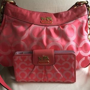 Coach Coral Op Art bag and wallet