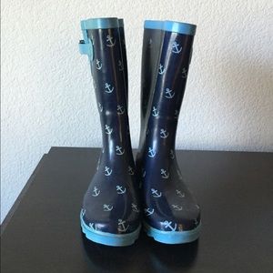 Blue anchor rain boots