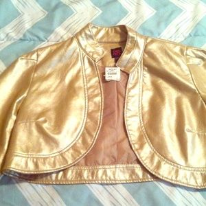 Gold leather crop jacket