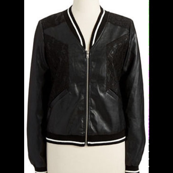 Lace Faux Leather Jacket