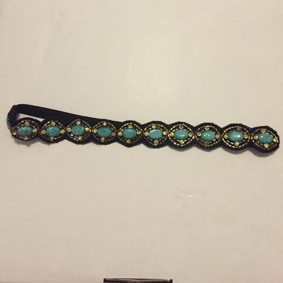 Turquoise gold and black head band