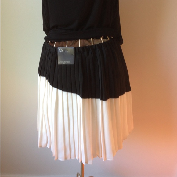Banana Republic Black & Cream Pleated Skirt - Picture 2 of 4