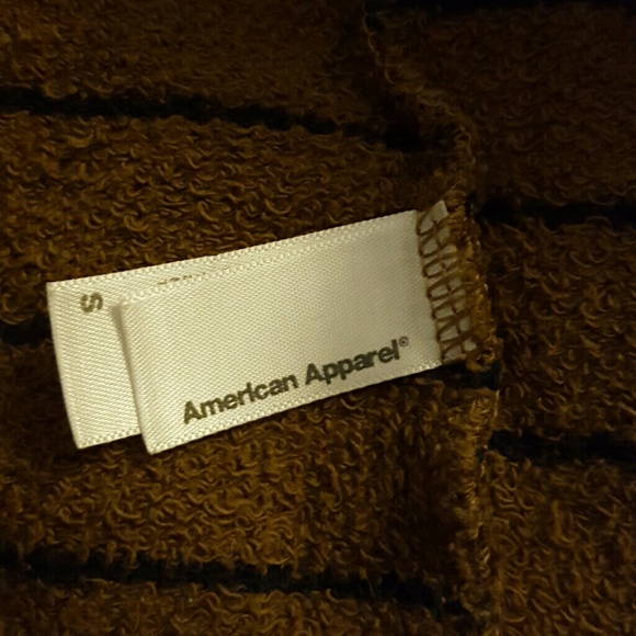 American Apparel Olive Green Navy Striped Hoodie - Picture 2 of 2