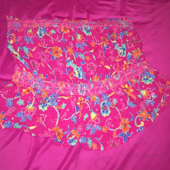 Strapless tropical print shirt
