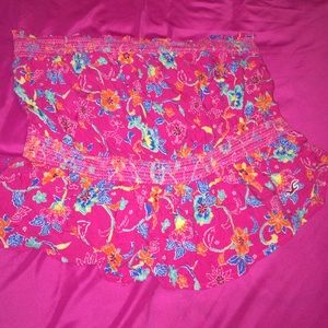 Strapless tropical print shirt