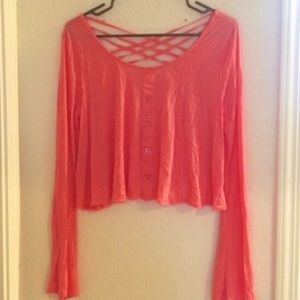 Angel sleeves strapped back crop top