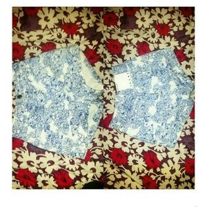 American Apparel blue and white high waist shorts