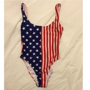 American Apparel US Flag Print Malibu Swimsuit