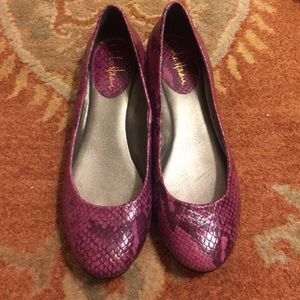 Cole Haan purple snakeskin flats, 7.5