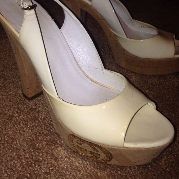 Gucci Patent Leather Cork Sling back Shoe