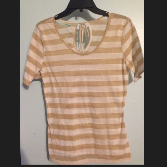 Gold and white top, slight cutout and tie on back