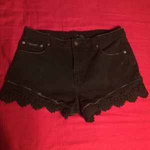❌❌SOLD ON MERCARI❌❌ Black lace high waisted shorts