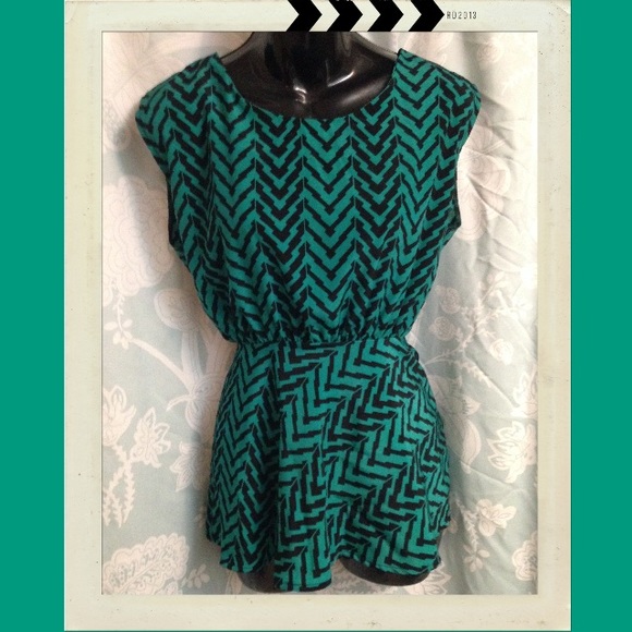 Emerald Green Peplum Top with Peep Back