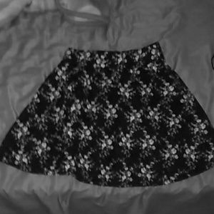 Black and white floral skirt