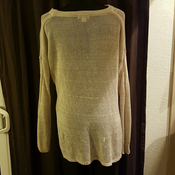 Beige High-low Knit Sweater Brandy Melville Style - Picture 1 of 3