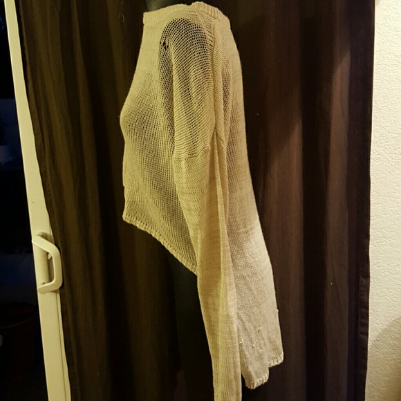 Beige High-low Knit Sweater Brandy Melville Style - Picture 2 of 3