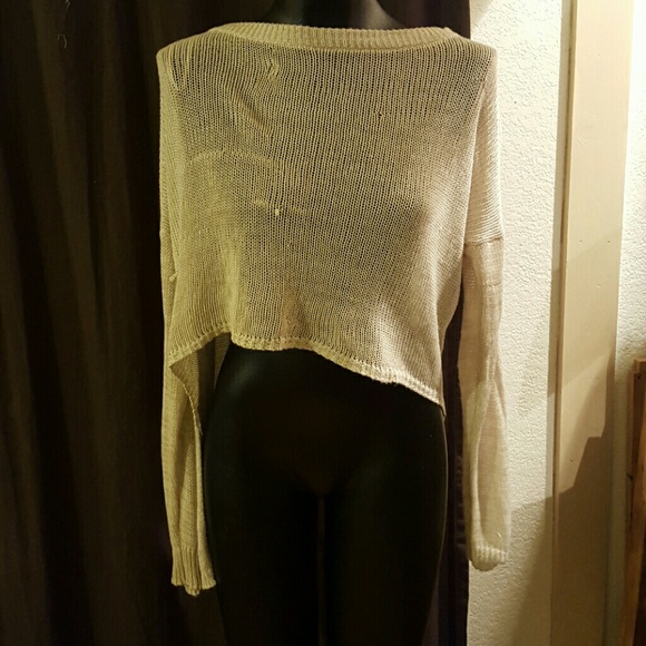 Beige High-low Knit Sweater Brandy Melville Style - Picture 3 of 3